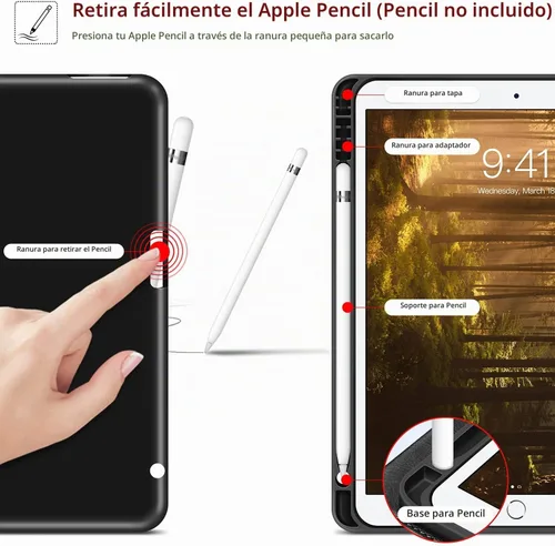 Vista 3 de H HOLIMET Funda para iPad de 9ª generación (2021) iPad de 8ª/7ª generación Negro