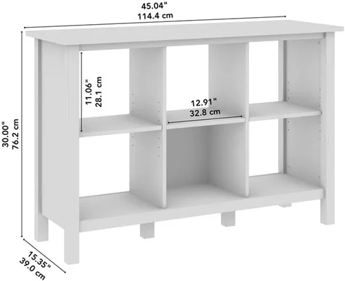 Vista 3 de Bush Home Broadview - Estante organizador de 6 cubos en negro clásico, estantería de almacenamiento de cubos pequeños para oficina en casa