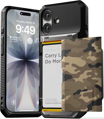 Vista 23 de VRS DESIGN Damda Glide Pro - Funda para iPhone 12 Pro Max, con [4 tarjetas] Premium Robusta [Semiautomática] Funda para tarjeta de crédito