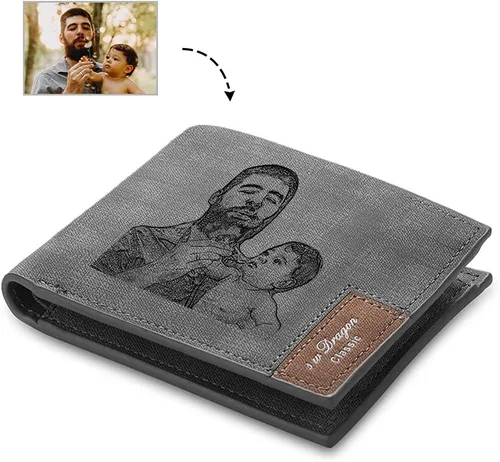 Vista 2 de lagofit Carteras con fotos personalizadas para hombres, billetera personalizada con imagen, regalos personalizados para hombres, novios, padres