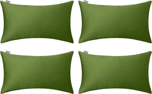 Vista 50 de Thmyo - Paquete de 4 fundas de almohada decorativas de 100 % algodón para lumbar, cómodas, sólidas, para Navidad/Halloween, fundas de cojín Blanco