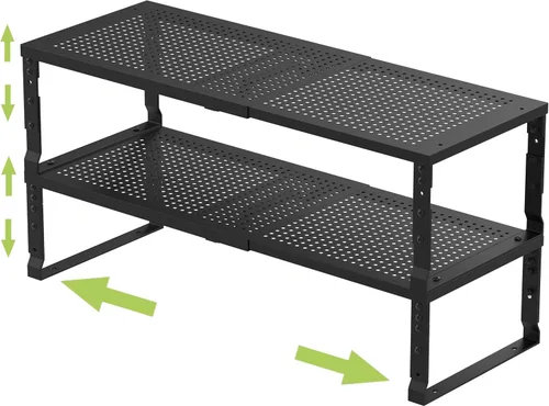 Vista 12 de Jojocross Organizador de cocina apilable ajustable y expandible para especias, estantes de almacenamiento de despensa de metal, estante de mostrador