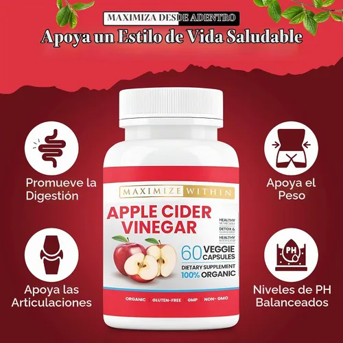 Vista 5 de Maximum Slim Vinagre de sidra de manzana, 60 ct