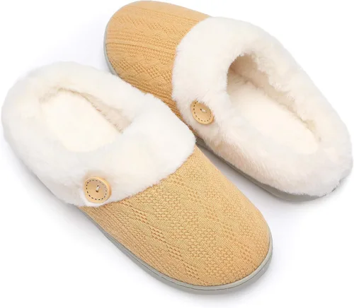 Vista 8 de Chantomoo Pantuflas para Mujer Cálidas y Cómodas con Espuma Viscoelástica Pantuflas de Casa Zapatos de Punto con Forro de Piel Sintética Suela