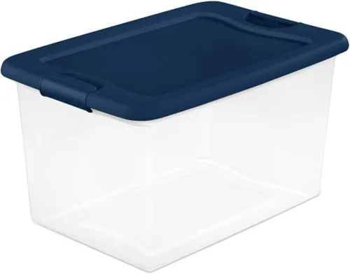 Vista 10 de Sterilite Programa de Color Paquete de 6, Contenedores de Almacenamiento Grandes de Plástico Transparente con Tapas, 64 Cuartos, Azul - Cajas
