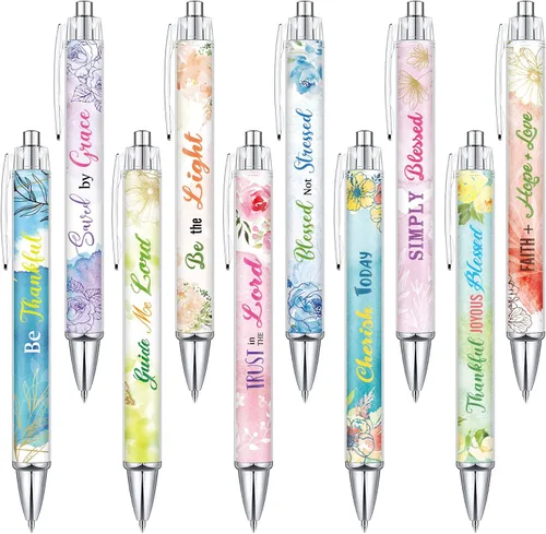 Vista 12 de Tinlade 10 piezas de bolígrafos cristianos para mujeres, bolígrafos de tinta religiosa, regalos de Pascua, citas inspiradoras, versículos bíblicos