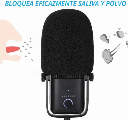 Vista 4 de Filtro de micrófono Pop – Funda de espuma para parabrisas compatible con Elgato Wave: 3 micrófonos de condensador USB premium para bloquear Plosives