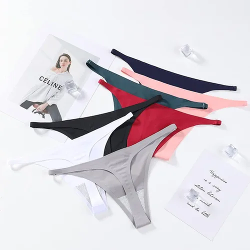 Vista 3 de Women's Seamless G-string Thong Panties Multi-Pack Low Rise No Show Invisible T-string Underwear