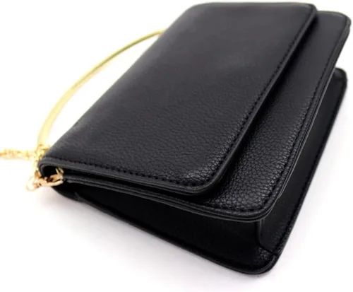 Vista 4 de Elegante bolso de mano pequeño de metal con asa superior simple y minimalista