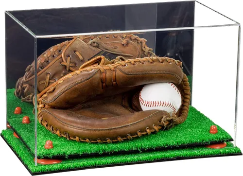 Vista 84 de Better Display Cases Vitrina de guantes de béisbol de acrílico transparente con elevadores negros (A011/V16)