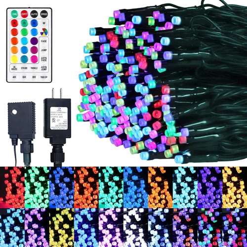 Vista 23 de weillsnow Luces de Halloween Moradas y Naranjas, 200 LED 66 Pies con Enchufe Luces de Cadena de Halloween Impermeables, 8 Modos con Memoria