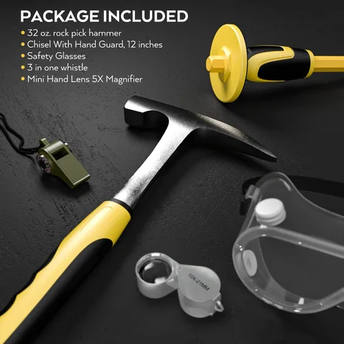 Vista 7 de INCLY Kit de equipo de selección de rocas de geología de 5 PCS para minería