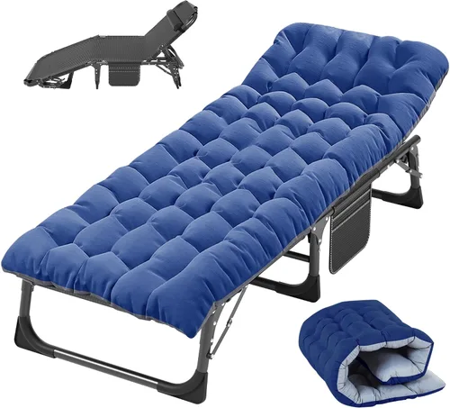 Vista 18 de Slsy Catre de camping plegable para adultos con almohadilla, catres de dormir portátiles acolchados, cama de campamento con bolsa de transporte