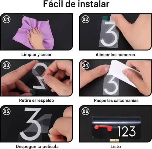 Vista 8 de 2 pulgadas Números reflectantes de buzón para exterior, 5 juegos de pegatinas numeradas con lengüetas adhesivas para fácil colocación y despegado