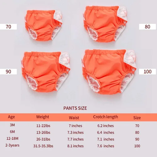 Vista 6 de Pañales de natación reutilizables para bebé, paquete de 2, pantalones lavables para niños y niñas de 0 a 3 años, lecciones de natación, regalos