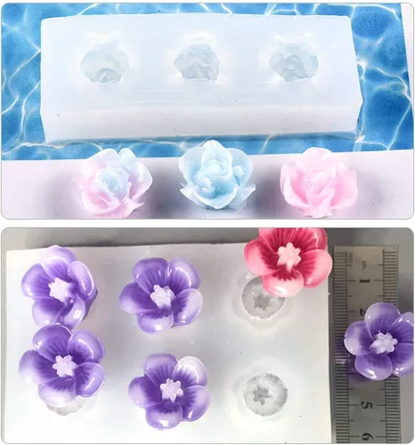 Vista 7 de 3 moldes de resina de flores, moldes de silicona rosa 3D, molde de fundición de epoxi, manualidades de cristal de bricolaje, collares, aretes