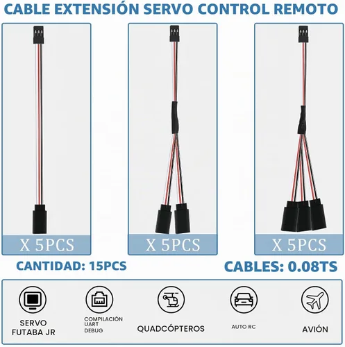 Vista 2 de Eccliy - Cable en Y de 15 piezas compatible con RC JR Futaba RC Car