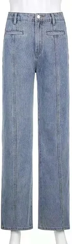 Vista 6 de Y2K E-Girl Streetwear - Pantalones de mezclilla para mujer, pantalones clásicos de mezclilla de calle, pantalones cargo casuales