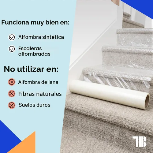 Vista 5 de TapeManBlue Rollo de película protectora de alfombra de 24 pulgadas x 200 pies, película protectora de plástico autoadhesiva para alfombras