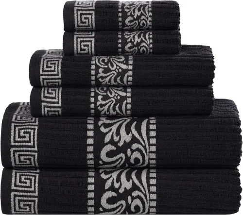 Vista 15 de Superior Juego de toallas de algodón 3 piezas, patrón griego decorativo, artículos esenciales para el hogar, toallas absorbentes, decoración