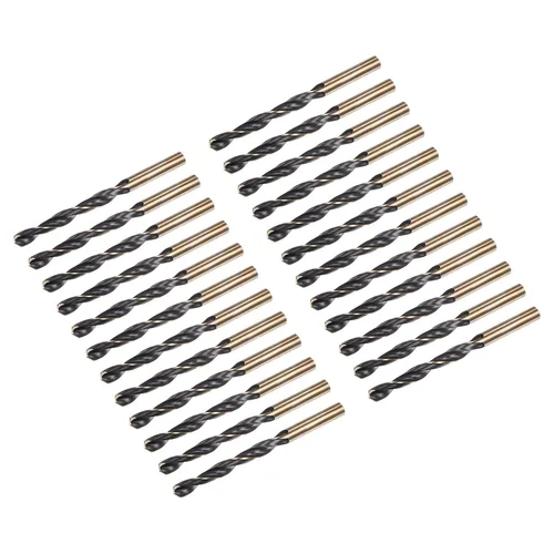 Vista 27 de uxcell Brocas Jobber de 0.118 in (0,118 pulgadas) de nitruro negro y oro recubierto de titanio M2 de alta velocidad (HSS) Brocas helicoidales