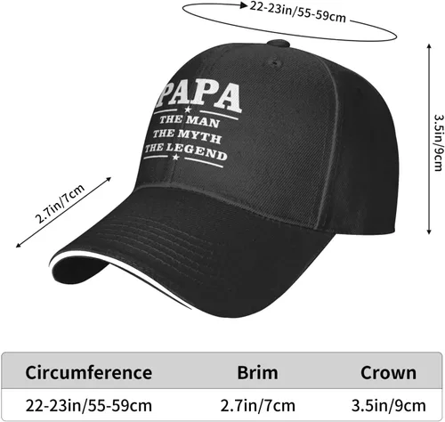 Vista 7 de Papa The Man The Myth The Legend Unisex Baseball Cap Dad Hat Adjustable Snapback Hats Sandwich Cap Trucker Hat Black
