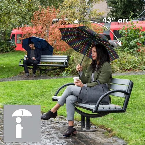 Vista 2 de ShedRain Vortex - Paraguas de viaje plegable automático compacto y resistente al viento, con botón para abrir y cerrar, con ventilación para lluvia
