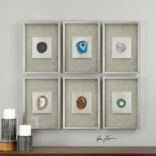 Vista 2 de Uttermost Juego de 6 piezas de arte de pared de piedras de ágata de 19 1/2" de alto