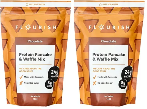 Vista 8 de Flourish - Mezcla de proteínas para panqueques y waffles, aislado de proteína de suero y semillas de lino, sin OMG, sin azúcar añadido