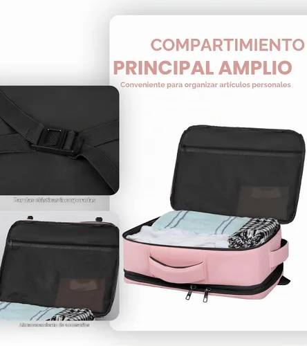 Vista 4 de AREYTECO Mochila de viaje para mujer, mochila de mano expandible de 50 L Amourpink