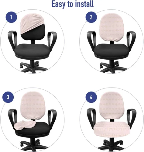 Vista 4 de Ambesonne Funda para silla de oficina, diseño geométrico a cuadros de diamante, triángulos modernos, arte futurista, funda protectora de tela