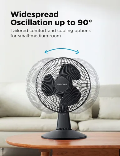Vista 7 de PELONIS Ventilador oscilante de pie con control remoto de 16 pulgadas, temporizador de 7 horas, 3 velocidades y altura ajustable y ventilador