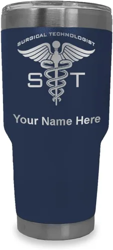 Vista 32 de LaserGram Vaso aislado al vacío de 20 onzas, ST Surgical Technologist, grabado personalizado incluido (gris)