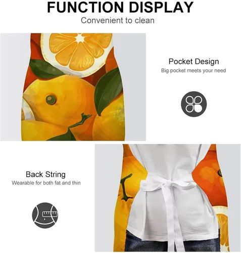 Vista 6 de MUSM Oranges And Lemons Apron，Classic Vintage Funny with Pockets Aprons,Adjustable Bib Waterdrop Resistant for Kitchen Cooking Restaurant BBQ