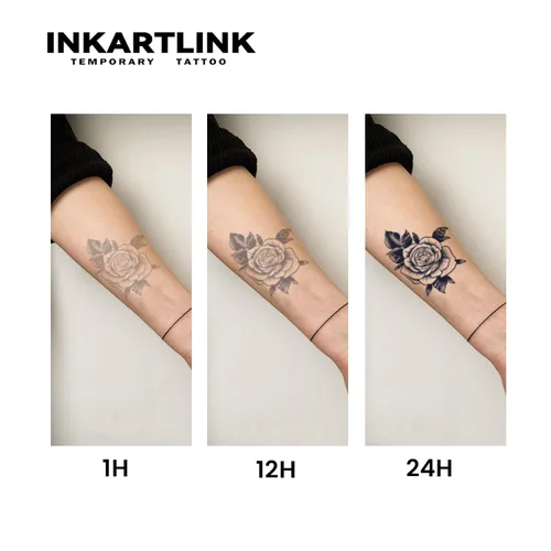 Vista 5 de INKARTLINK Tattoo Tech, 4 hojas de tatuaje semipermanente, tatuajes temporales de diseño artístico para adultos, dura 1-2 semanas, impermeable