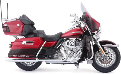 Vista 4 de Motocicleta Harley Davidson FLHTK Electra Glide modelo 2013, roja, versión ultralimitada, 1/12 de Maisto 32323.
