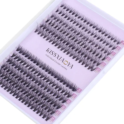 Vista 12 de KISSXIAOYA Extensiones de pestañas en racimo, 120 pestañas postizas individuales en racimo D, 0.354-0.591 in, pestañas postizas naturales y suaves