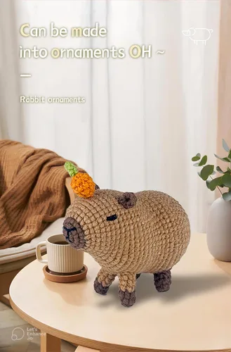 Vista 4 de MYHUONGVN Kit de ganchillo para principiantes Capybara Brown - Incluye tutoriales en video paso a paso