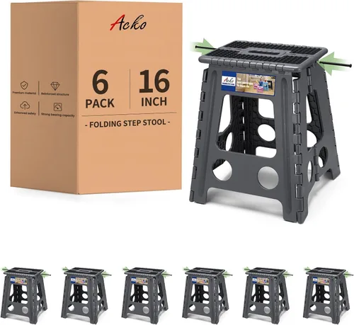 Vista 26 de ACKO Taburete plegable de 13 pulgadas, soporta 300 libras para adultos y Bicolor Verde