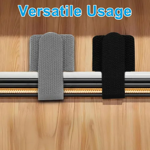 Vista 4 de 80 bridas de gancho y bucle, correas autoadhesivas de gancho y bucle, organizador de cables con parte trasera adhesiva, soporte ajustable