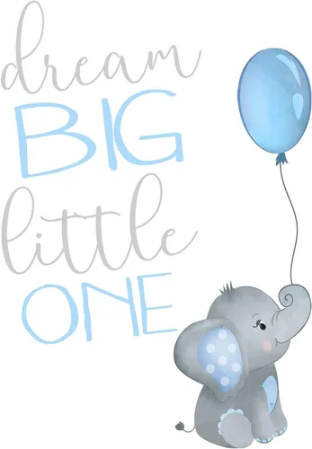 Vista 3 de Juego de 3 impresiones artísticas de acuarela para bebé, niño, elefante, guardería, sin marco, en azul y gris, Dream Big Little One, You Are So Loved
