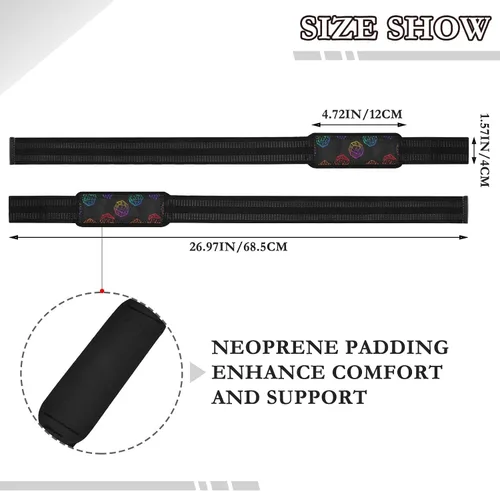Vista 3 de Colorful Gradient Dice Wrist Wraps and Lifting Straps Neoprene Padded Deadlift Strap for Workout, Gym, Powerlifting, Bodybuilding