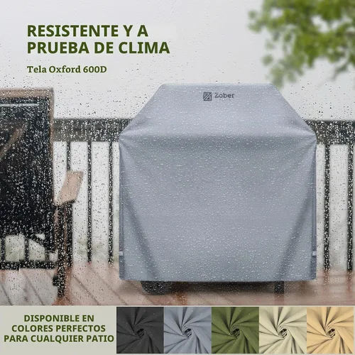Vista 4 de Cubierta prémium para parrilla para todo tipo de clima, 58 pulgadas, doble capa de tela oxford 600D, 100 % impermeable, para parrilla a gas, con Gris