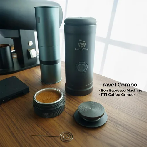 Vista 5 de MiiCoffee Eon - Máquina de café espresso portátil, cafetera de viaje con autocalentamiento y carga USB-C (gris)