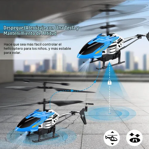 Vista 4 de Dolanus RC Helicópteros de juguete, juguetes voladores, regalo para niños, niñas, niños y adultos Remote Control Helicopter Toys: One Key