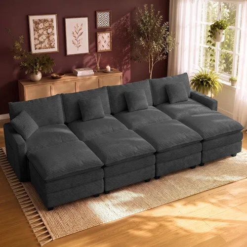Vista 42 de Cloud Couch Sectional, L Shaped Modular Sofa with Movable Ottoman Negro