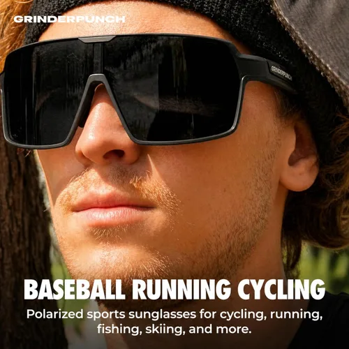 Vista 3 de grinderPUNCH Lentes de sol deportivos polarizados para hombres y mujeres, con protección UV, para béisbol, correr, ciclismo, esquí y pickleball