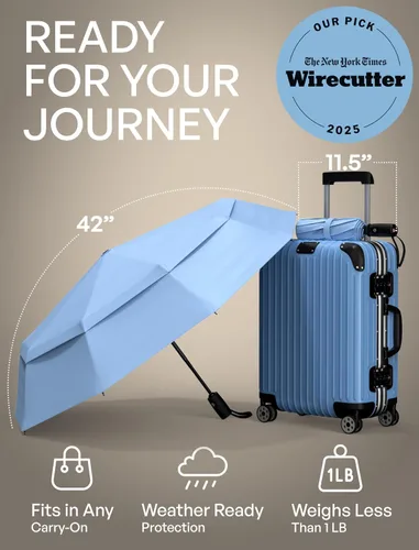 Vista 27 de REPEL Windproof Travel Umbrella - Compact & Withstands Winds up to 85MPH , Strongest Premium Auto Folding Umbrella for Rain and Sun - Durable, Light