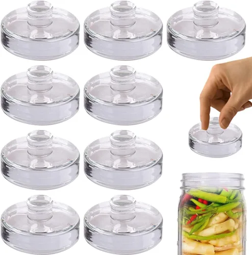 Vista 6 de Eleganttime Paquete de 4 pesos de fermentación de vidrio con mango de fácil agarre, tarro de masón, boca ancha, conservas, fermentación, encurtido