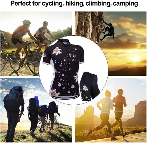 Vista 18 de Jersey de ciclismo para mujer, de manga corta, secado rápido, transpirable, para montaña.